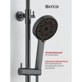 Душевая стойка BOND Круг B12-8277 с термостатом оружейная сталь