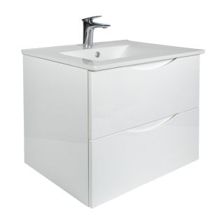 Тумба с раковиной BOND Куб T01600-S05W 60 см белый глянец