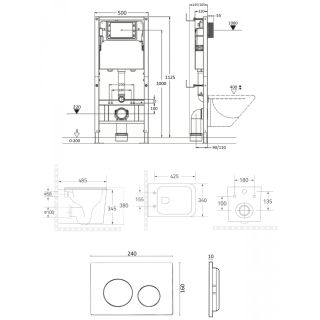 Инсталляция с унитазом BOND FI14-10S+APB144 кнопка смыва чёрный матовый