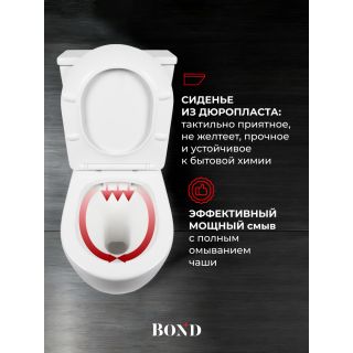 Унитаз-компакт BOND Овал F01-00 безободковый с сиденьем-микролифт белый