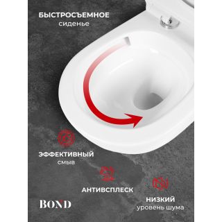 Унитаз подвесной BOND Овал F03-10 безободковый с сиденьем-микролифт белый
