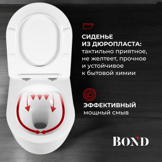 Унитаз подвесной BOND Овал F10-10 безободковый с сиденьем-микролифт белый