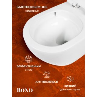 Унитаз подвесной BOND Овал F12-10 безободковый с сиденьем-микролифт белый