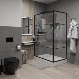 Душевой уголок Niagara Nova _02200832BLACK 120x100 см профиль чёрный матовый стекло прозрачное