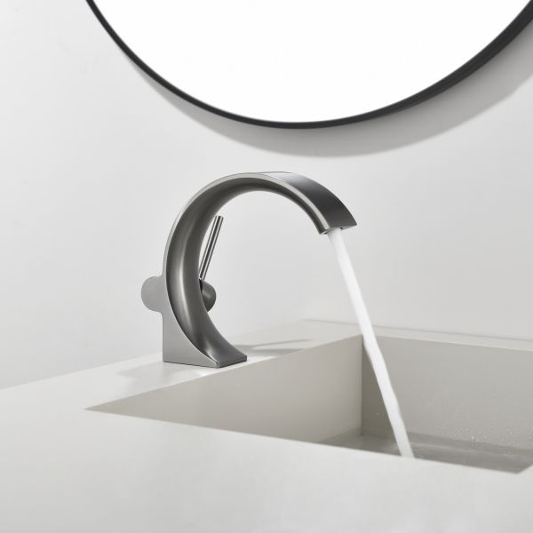 Смеситель для раковины Black&White Gravity 7106GM оружейная сталь