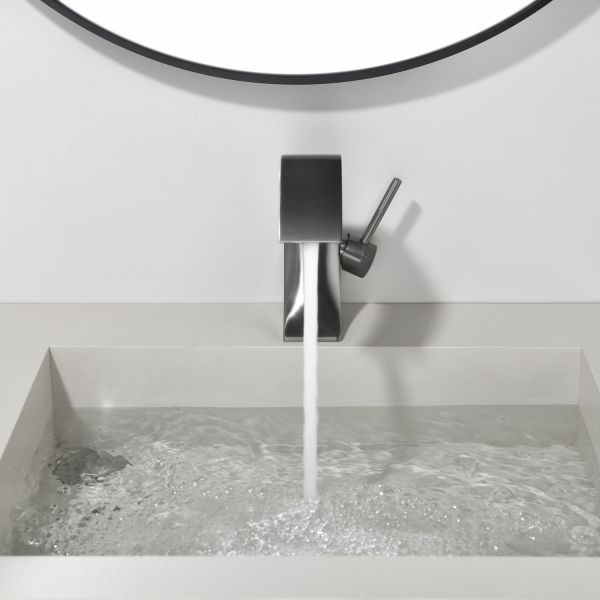 Смеситель для раковины Black&White Gravity 7106GM оружейная сталь