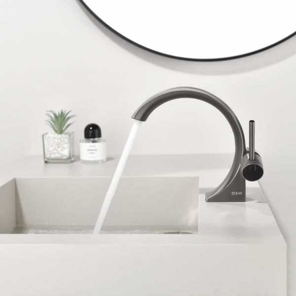 Смеситель для раковины Black&White Gravity 7106GM оружейная сталь