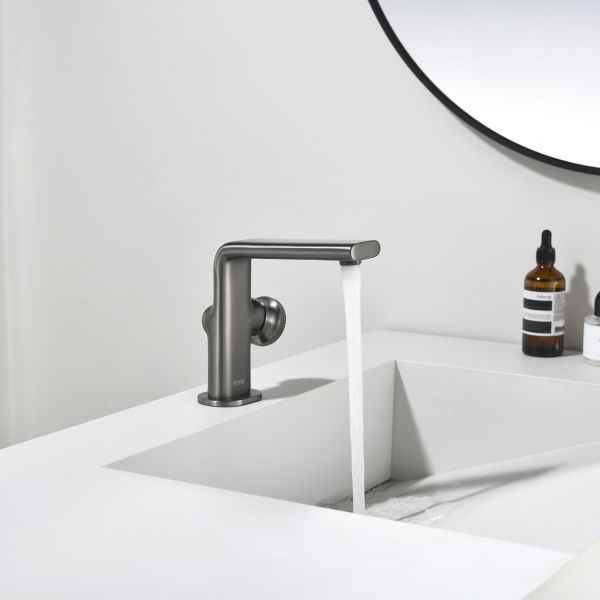 Смеситель для раковины Black&White Gravity 7207GM оружейная сталь