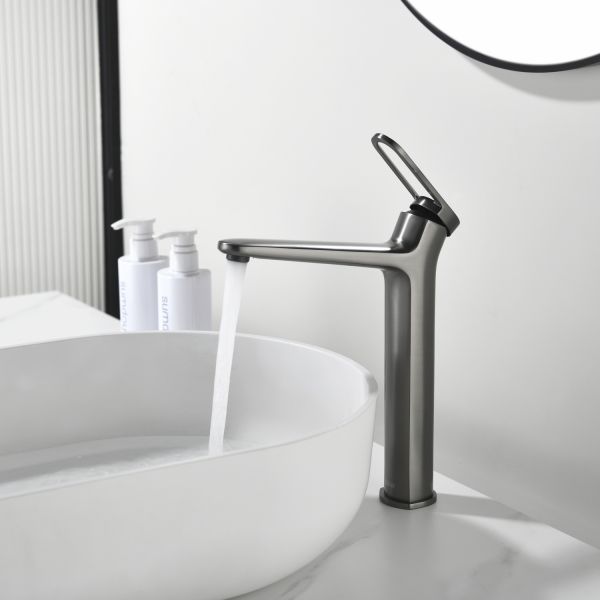 Смеситель для раковины Black&White Gravity 7209GM оружейная сталь