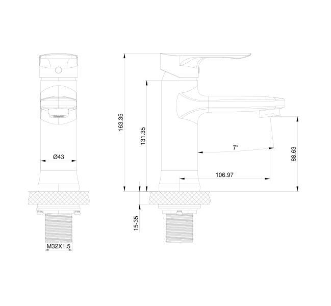 Смеситель для раковины Wonzon & Woghand WW-XH-011-BG брашированное золото