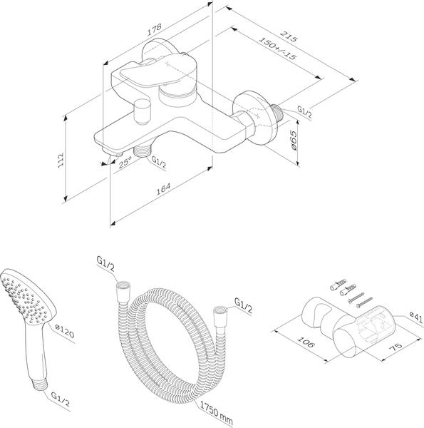 Смеситель Am.Pm X-JOY F85A15000 ванны и душа