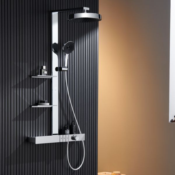 Душевая стойка Black&White Gravity 9005C с термостатом хром