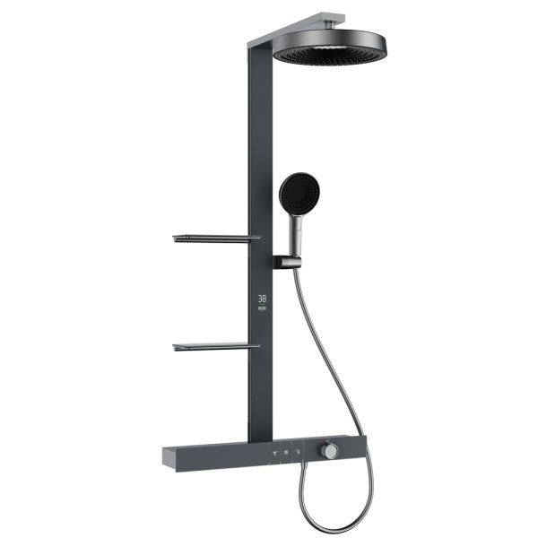 Душевая стойка Black&White Gravity 9005GM с термостатом оружейная сталь