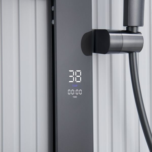 Душевая стойка Black&White Gravity 9005GM с термостатом оружейная сталь