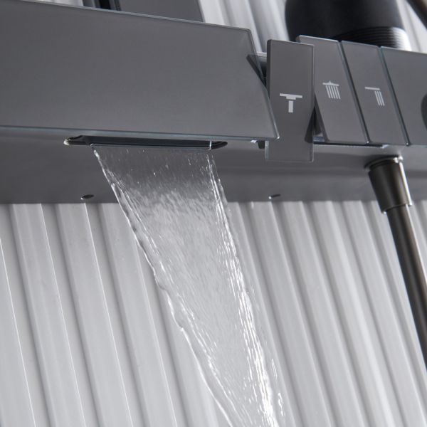 Душевая стойка Black&White Gravity 9005GM с термостатом оружейная сталь