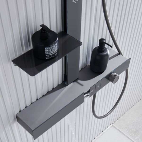 Душевая стойка Black&White Gravity 9005GM с термостатом оружейная сталь