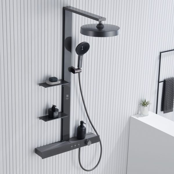 Душевая стойка Black&White Gravity 9005GM с термостатом оружейная сталь