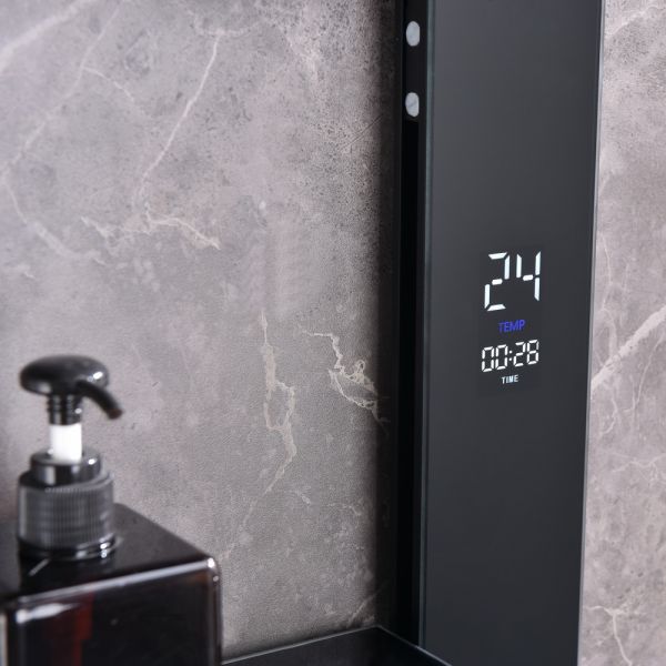 Душевая стойка Black&White Gravity 9005 с термостатом чёрный матовый