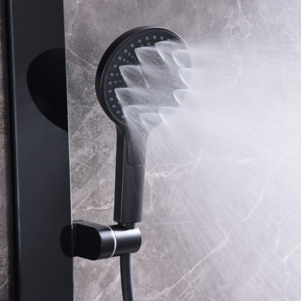 Душевая стойка Black&White Gravity 9005 с термостатом чёрный матовый