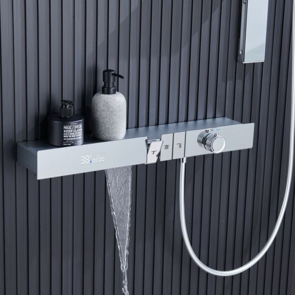 Душевой комплект Black&White Gravity 9025C с термостатом хром