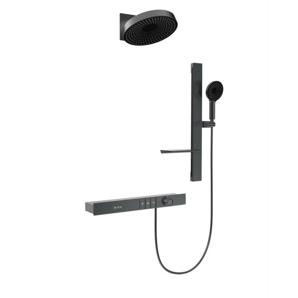 Душевой комплект Black&White Gravity 9025GM с термостатом оружейная сталь