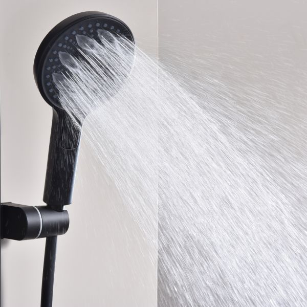 Душевой комплект Black&White Gravity 9025MB с термостатом чёрный матовый