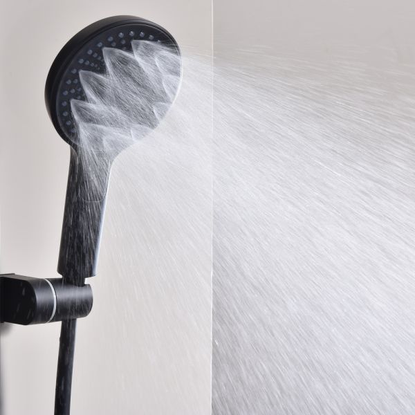 Душевой комплект Black&White Gravity 9025MB с термостатом чёрный матовый