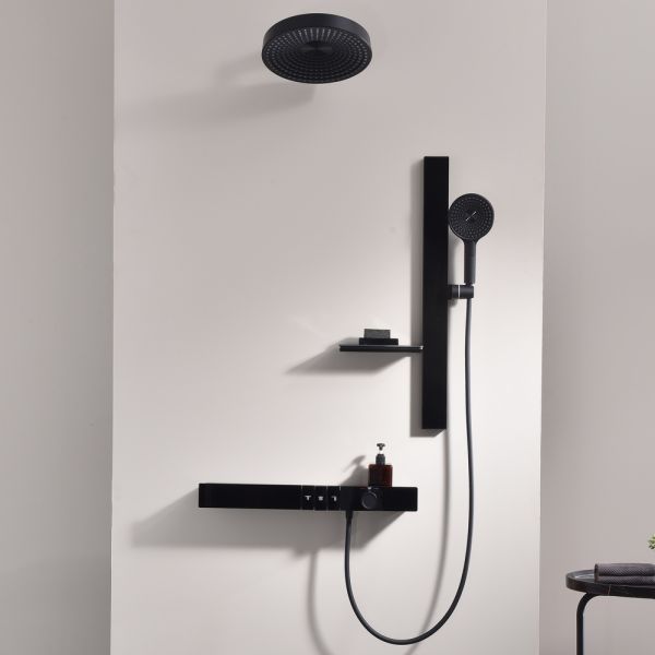 Душевой комплект Black&White Gravity 9025MB с термостатом чёрный матовый