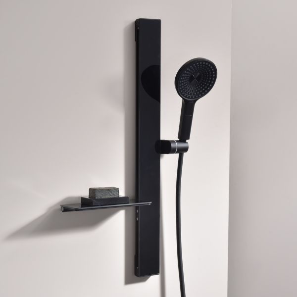 Душевой комплект Black&White Gravity 9025MB с термостатом чёрный матовый