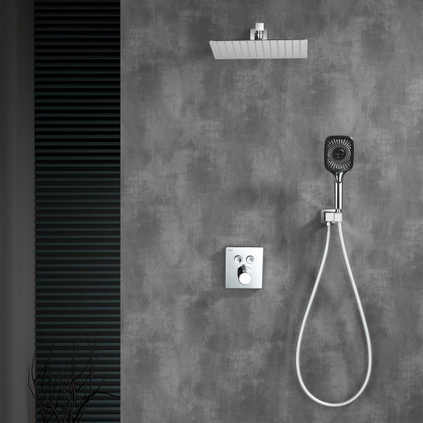 Душевой комплект Black&White Gravity 9101CGH с термостатом хром