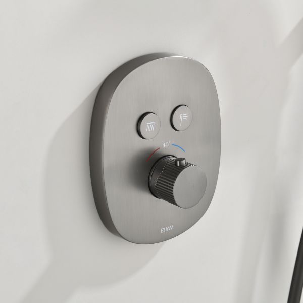 Душевой комплект Black&White Gravity 9201GM с термостатом оружейная сталь