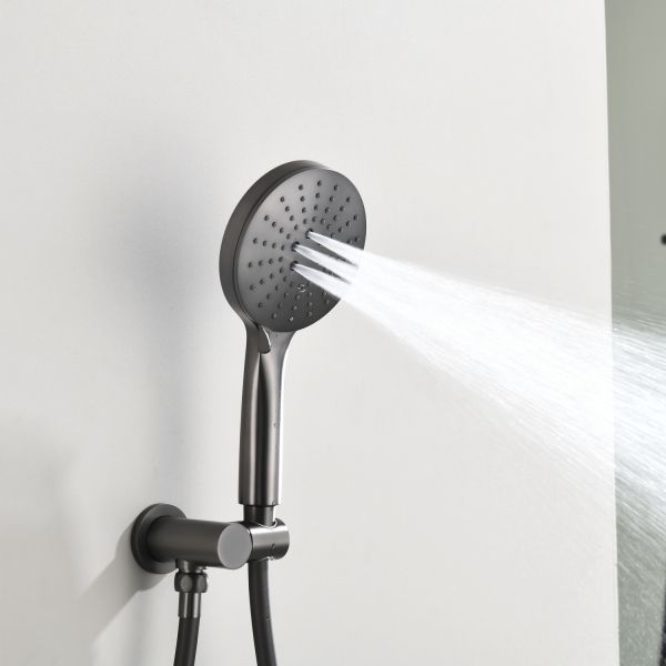Душевой комплект Black&White Gravity 9201GM с термостатом оружейная сталь