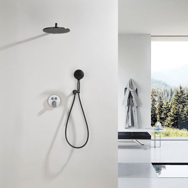 Душевой комплект Black&White Gravity 9301GM с термостатом оружейная сталь