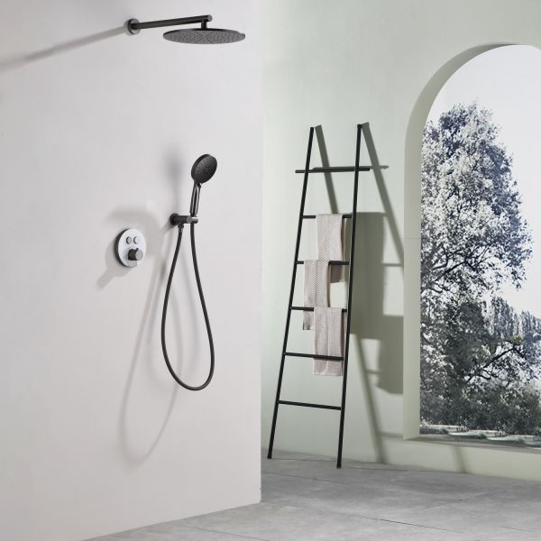 Душевой комплект Black&White Gravity 9301GM с термостатом оружейная сталь