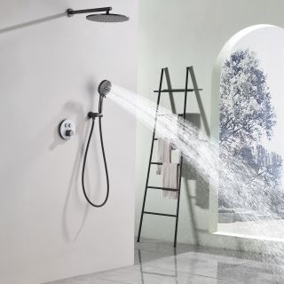 Душевой комплект Black&White Gravity 9301GM с термостатом оружейная сталь