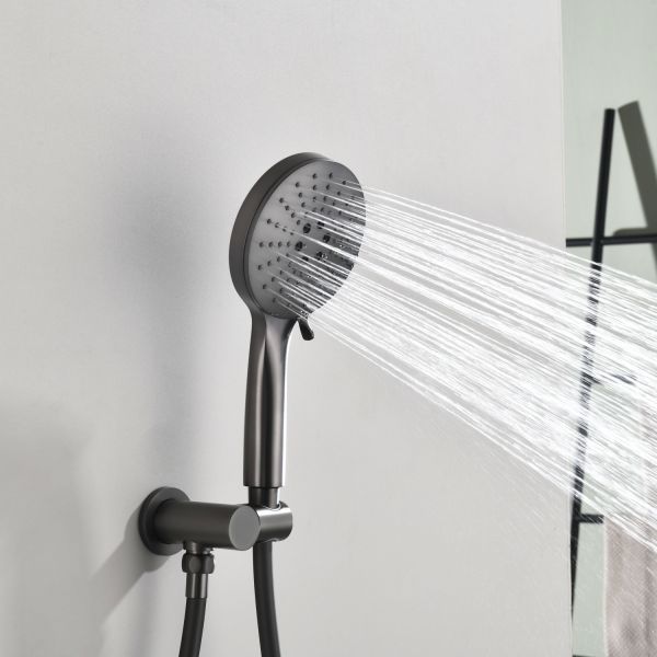 Душевой комплект Black&White Gravity 9301GM с термостатом оружейная сталь