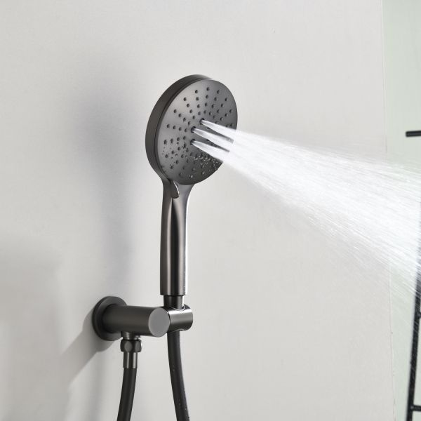 Душевой комплект Black&White Gravity 9301GM с термостатом оружейная сталь