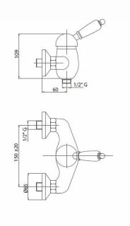 Смеситель для душа однорычажный, бронза Cezares GIUBILEO-DM-02