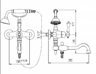 Смеситель для ванны с поворотным изливом и ручным душем, золото Cezares GIUBILEO-VDFM2-03/24