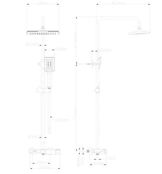 Душевая стойка Wonzon & Woghand WW-AE33110-BG брашированное золото
