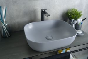 Раковина Gid Gm1302 53336 накладная серая матовая 50x40x14