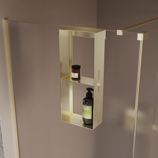 Полка для душевого ограждения Grange, 508x102x204, золото брашинг Полка для душевого ограждения Grange, 508x102x204, золото брашинг