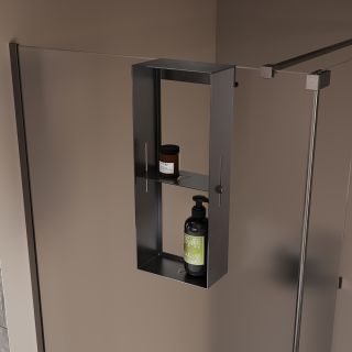 Полка для душевого ограждения Grange, 508x102x204, графит брашинг Полка для душевого ограждения Grange, 508x102x204, графит брашинг