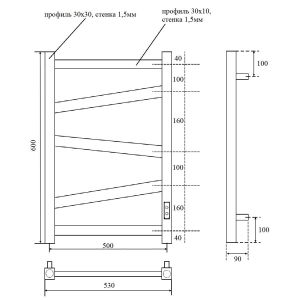 Полотенцесушитель электрический APEXTERMO Genesis GN00165WM 600x500 белый матовый
