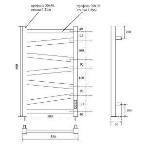 Полотенцесушитель электрический APEXTERMO Genesis GN00185BM 800x500 черный матовый