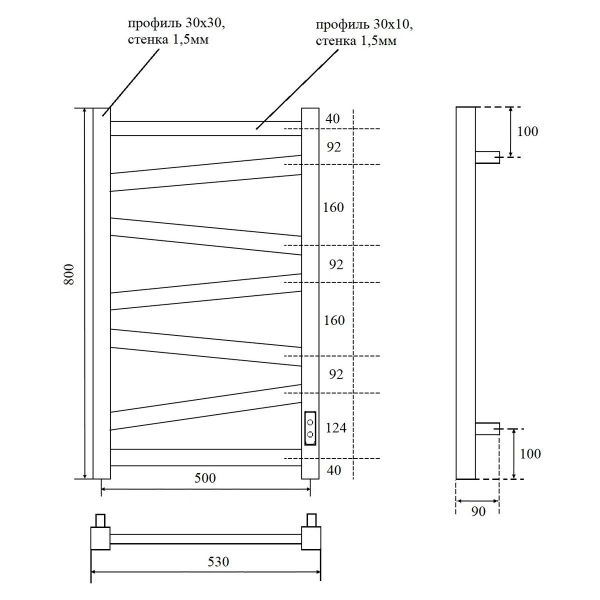 Полотенцесушитель электрический APEXTERMO Genesis GN00185WM 800x500 белый матовый