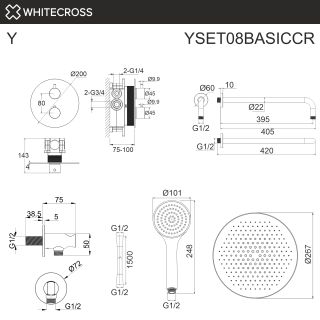 Душевой комплект Whitecross Y YSET08BASICCR с термостатом хром