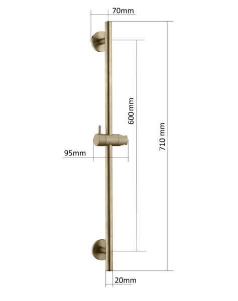 Душевая штанга Boheme Uno 420-BRB брашированная бронза