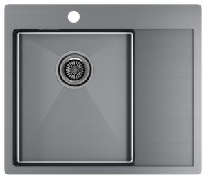 Мойка кухонная Paulmark Kroner PM225951-GML левая воронёная сталь