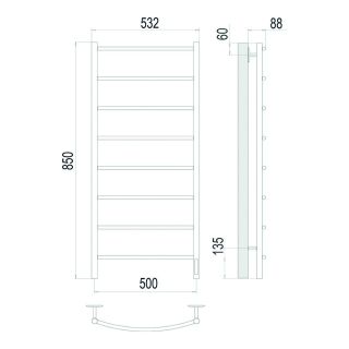 Полотенцесушитель электрический Terminus Классик 4670078561411 П8 50х85 см сатин